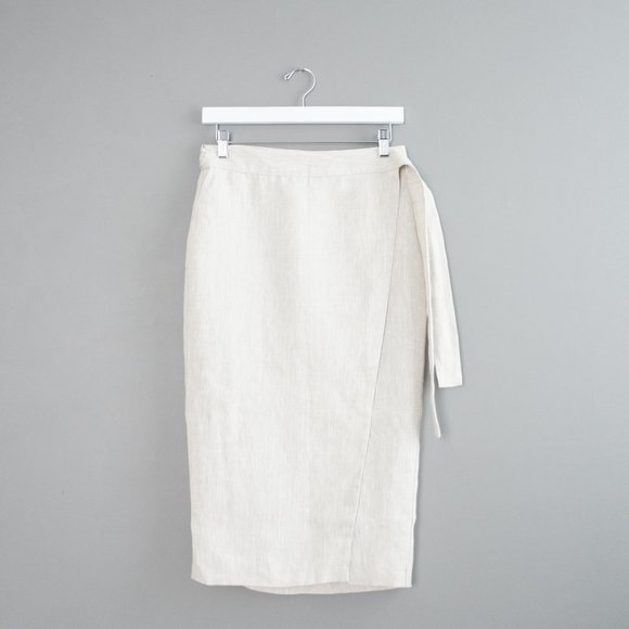 Reformation Dresses & Skirts - Reformation Linen Wrap Florence Skirt in Oatmeal Size Large Petite